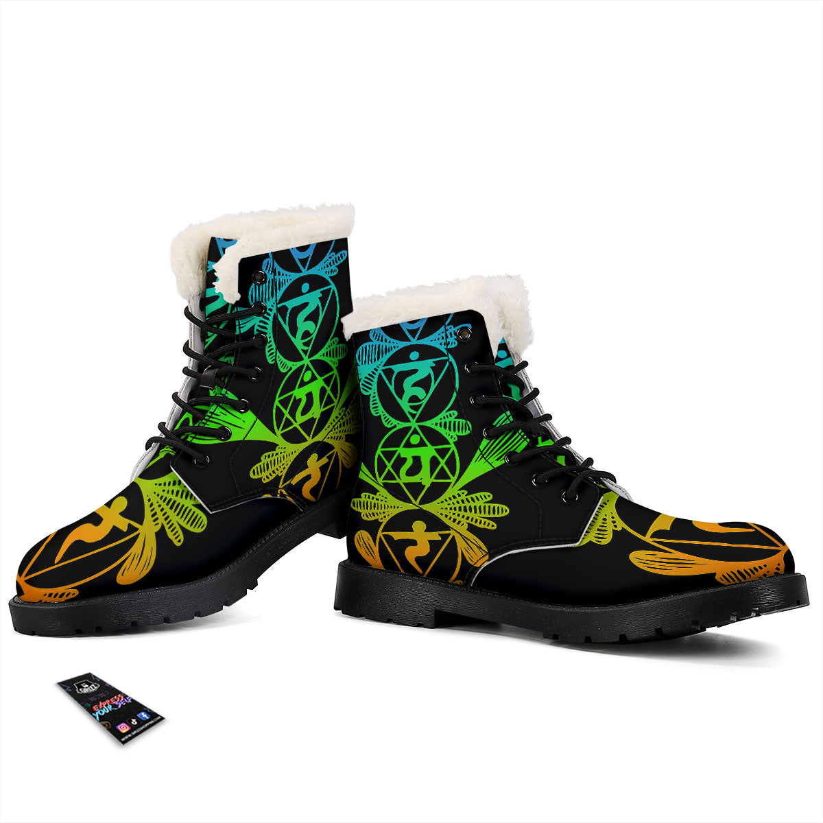 Seven Chakras Spiritual Print Winter Boots-grizzshop