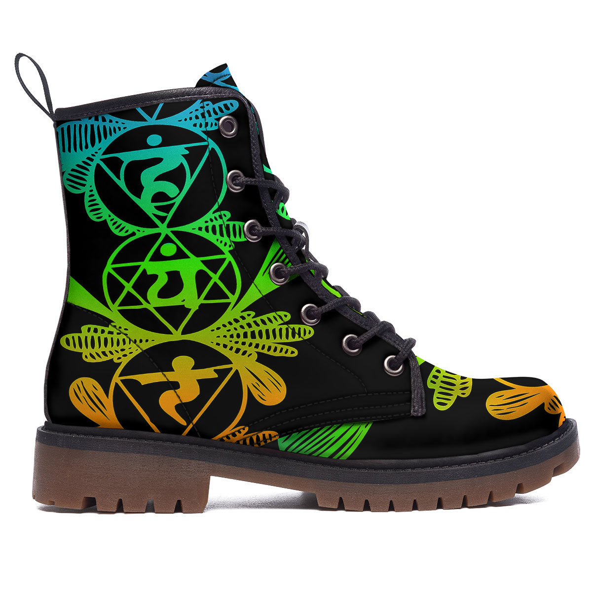 Seven Chakras Spiritual Print Work Boots-grizzshop