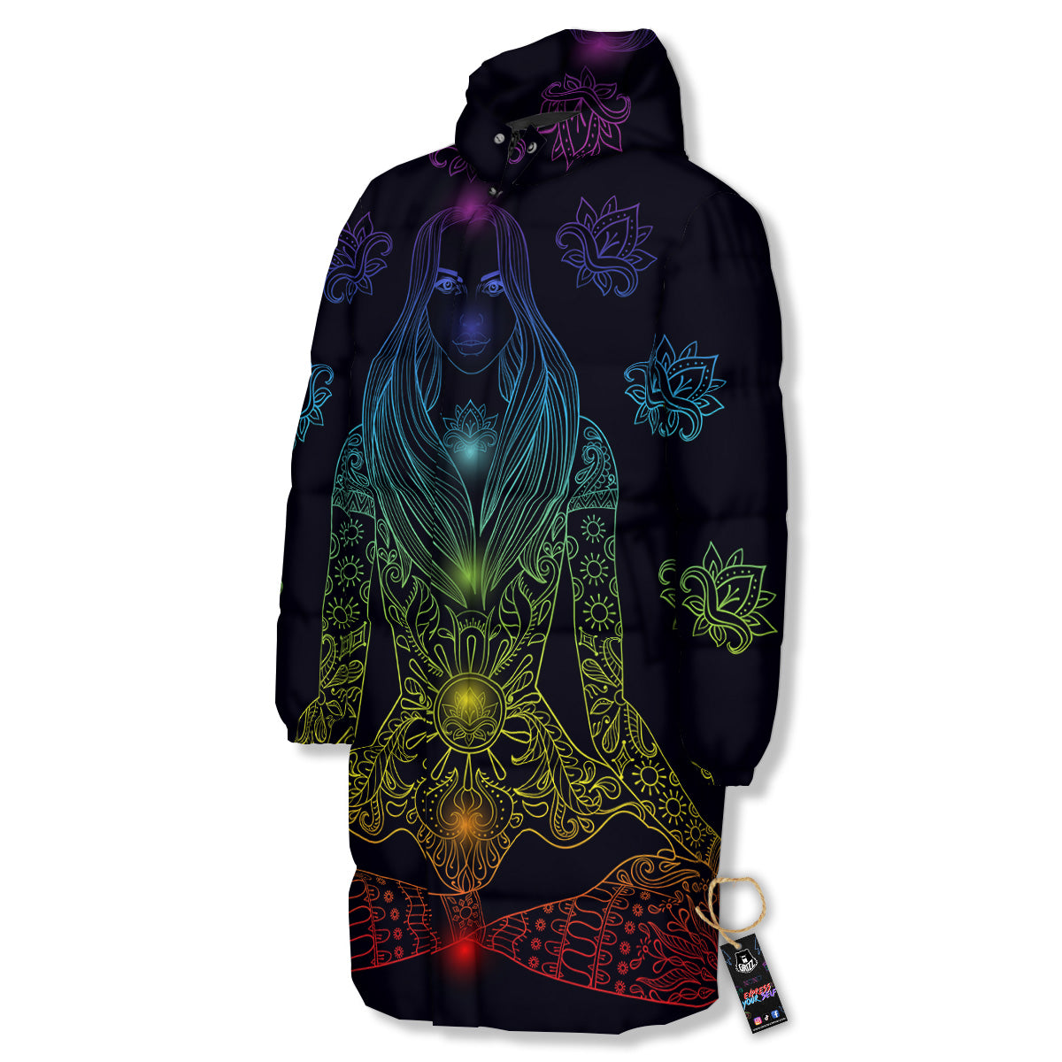 Seven Chakras Bohemian Print Long Down Jacket