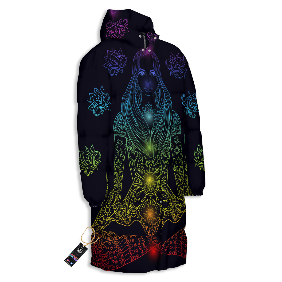 Seven Chakras Bohemian Print Long Down Jacket