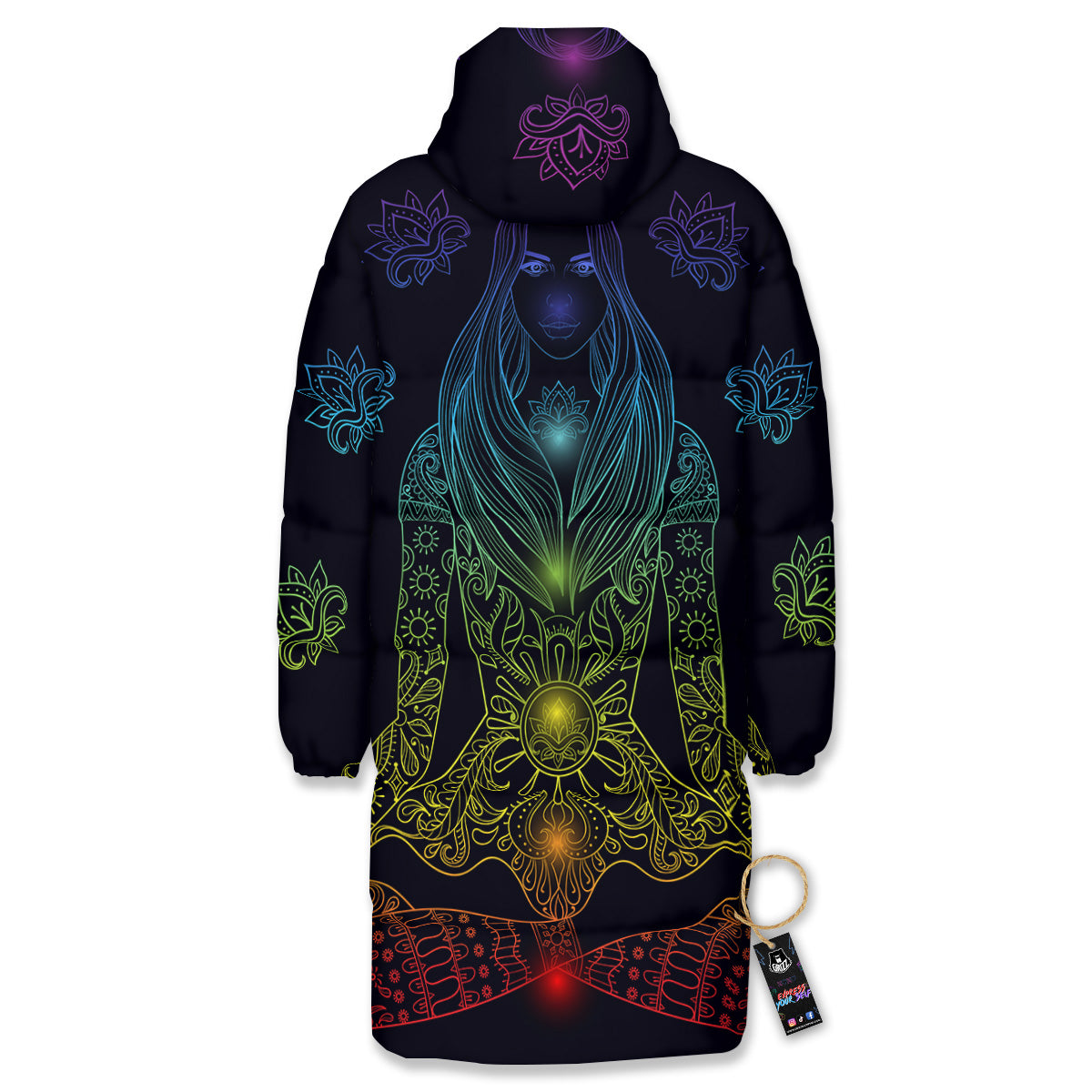 Seven Chakras Bohemian Print Long Down Jacket