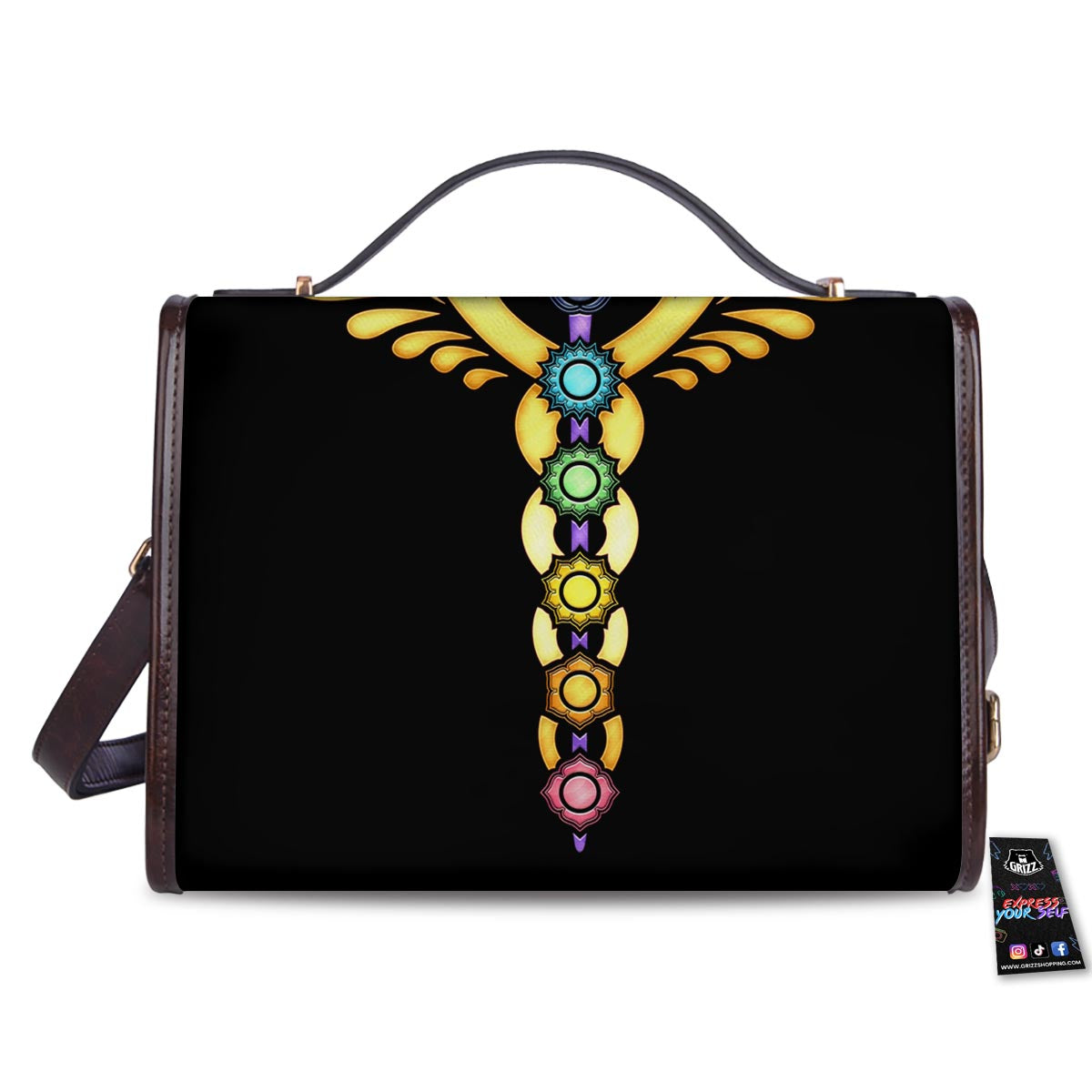 Seven Chakras Caduceus Print Women's Satchel Bag