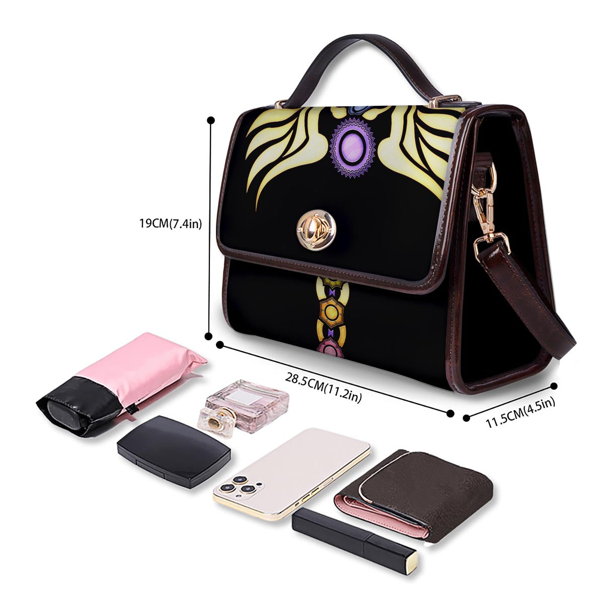 Seven Chakras Caduceus Print Women's Satchel Bag