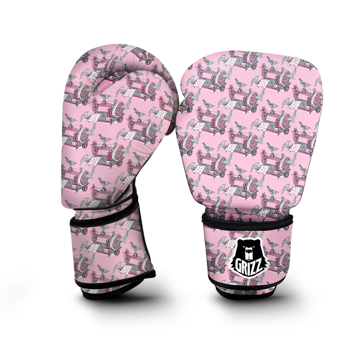 Sewing Machine Pattern Print Boxing Gloves-grizzshop