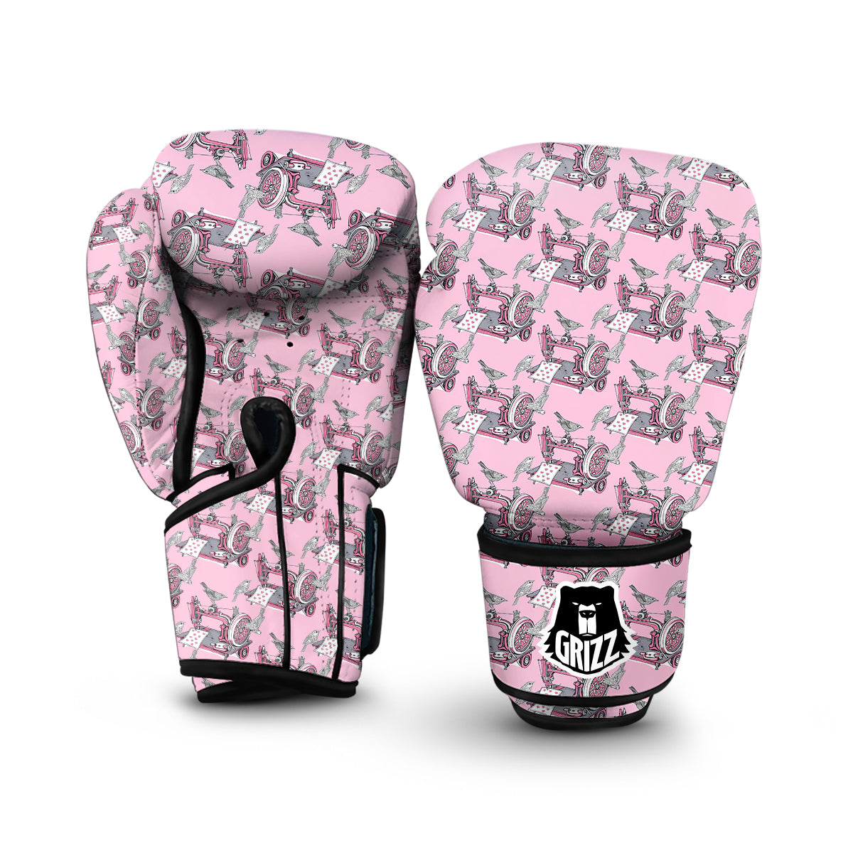 Sewing Machine Pattern Print Boxing Gloves-grizzshop