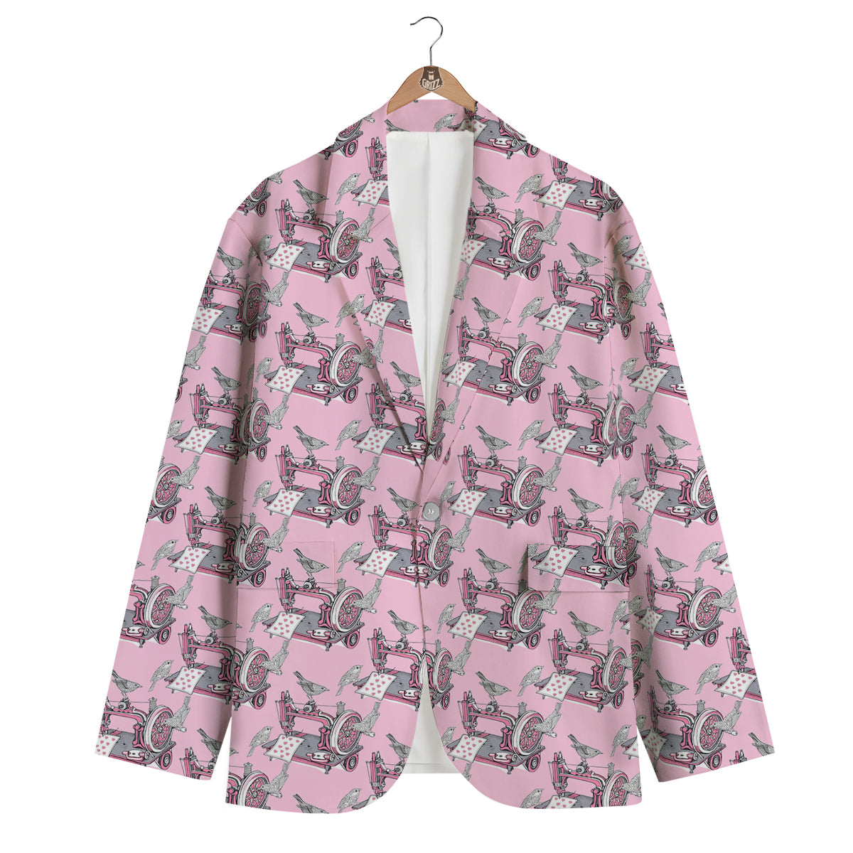 Sewing Machine Pattern Print Men's Blazer-grizzshop