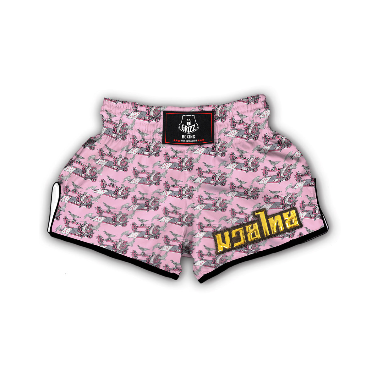 Sewing Machine Pattern Print Muay Thai Boxing Shorts-grizzshop