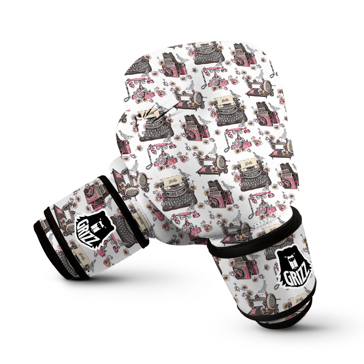 Sewing Machine Print Pattern Boxing Gloves-grizzshop