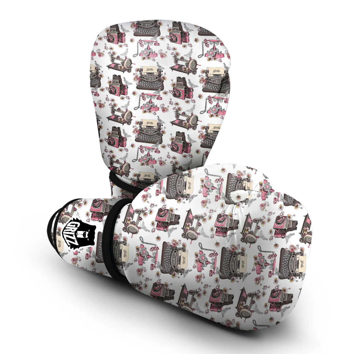 Sewing Machine Print Pattern Boxing Gloves-grizzshop