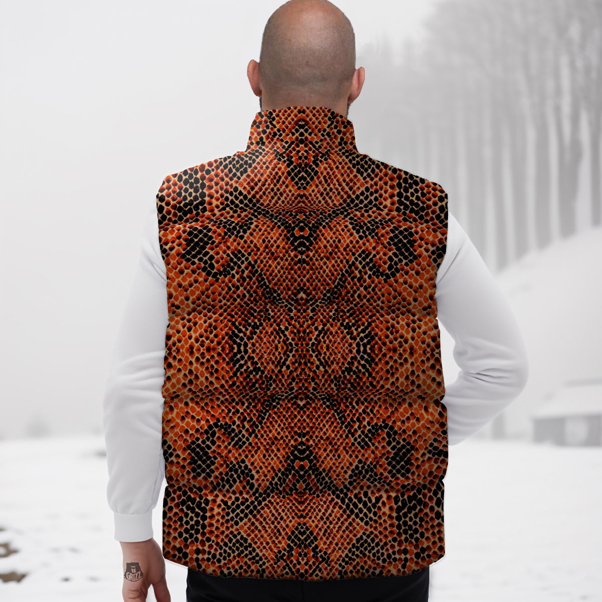 Sewing Machine Print Pattern Down Vest-grizzshop