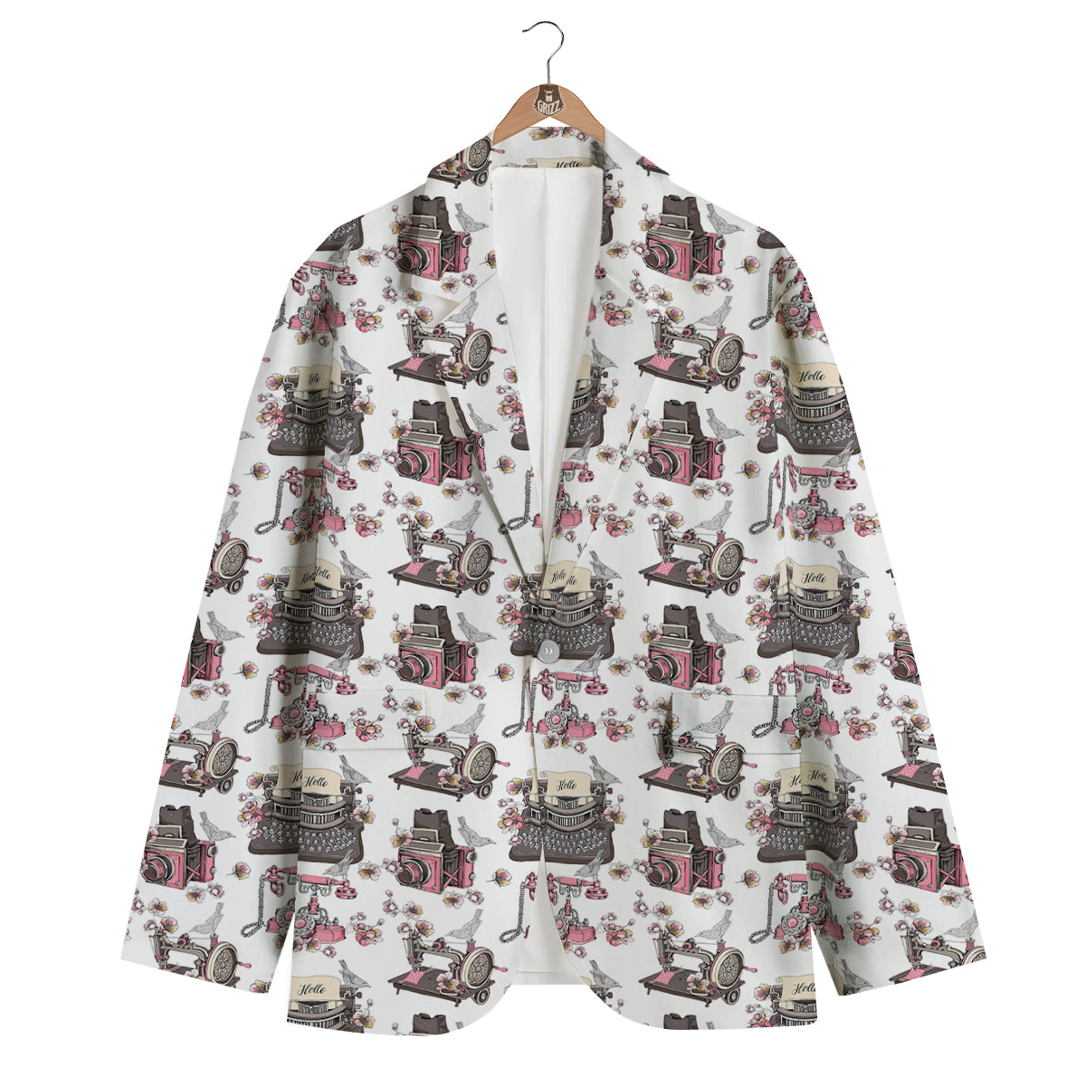 Sewing Machine Print Pattern Men's Blazer-grizzshop