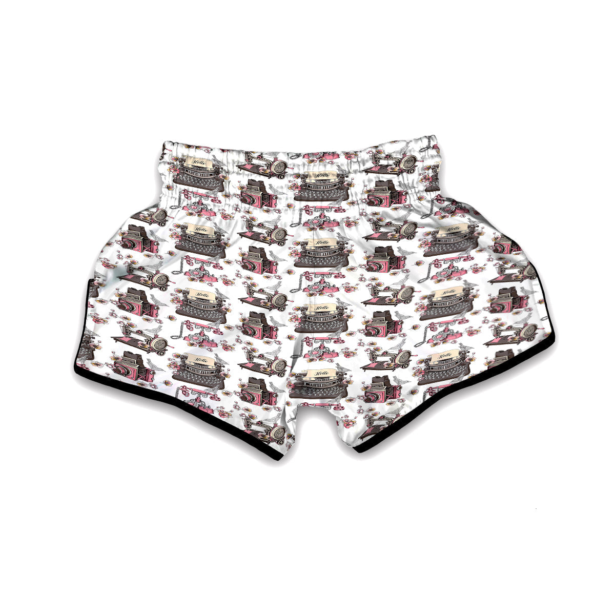 Sewing Machine Print Pattern Muay Thai Boxing Shorts-grizzshop