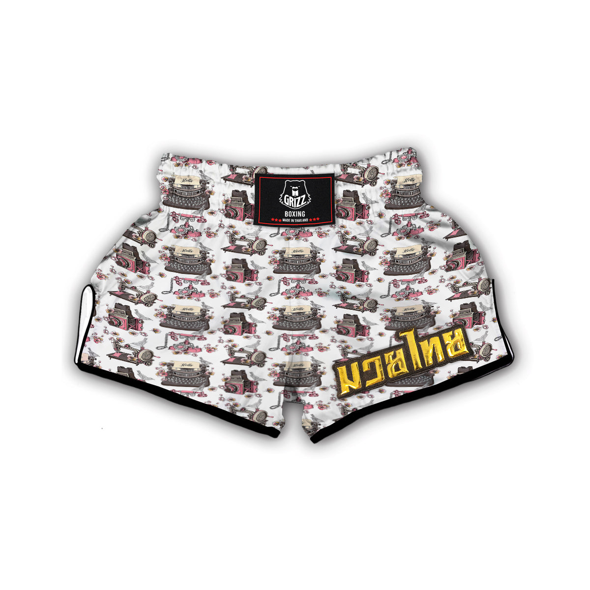 Sewing Machine Print Pattern Muay Thai Boxing Shorts-grizzshop