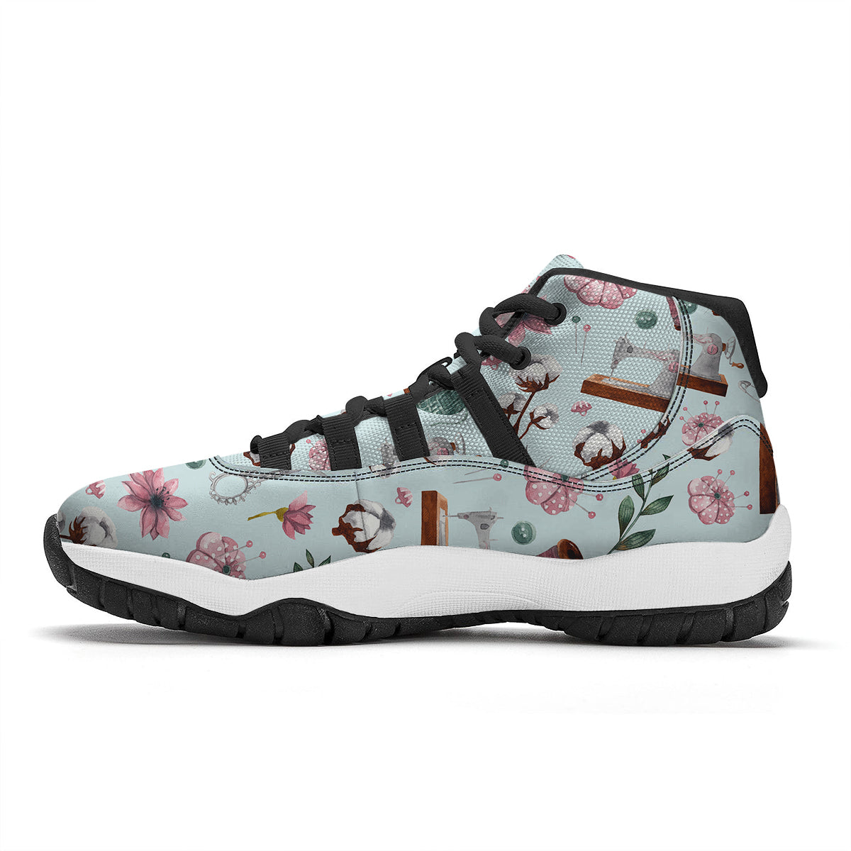 Sewing Pattern Print Black Bball Shoes-grizzshop