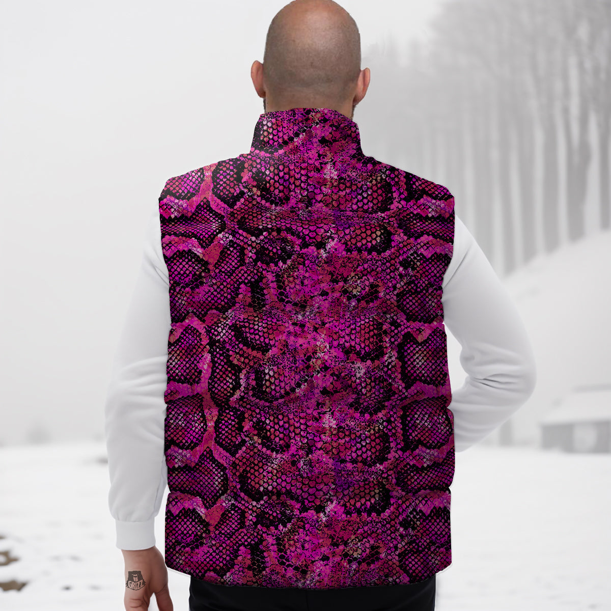 Sewing Pattern Print Down Vest-grizzshop