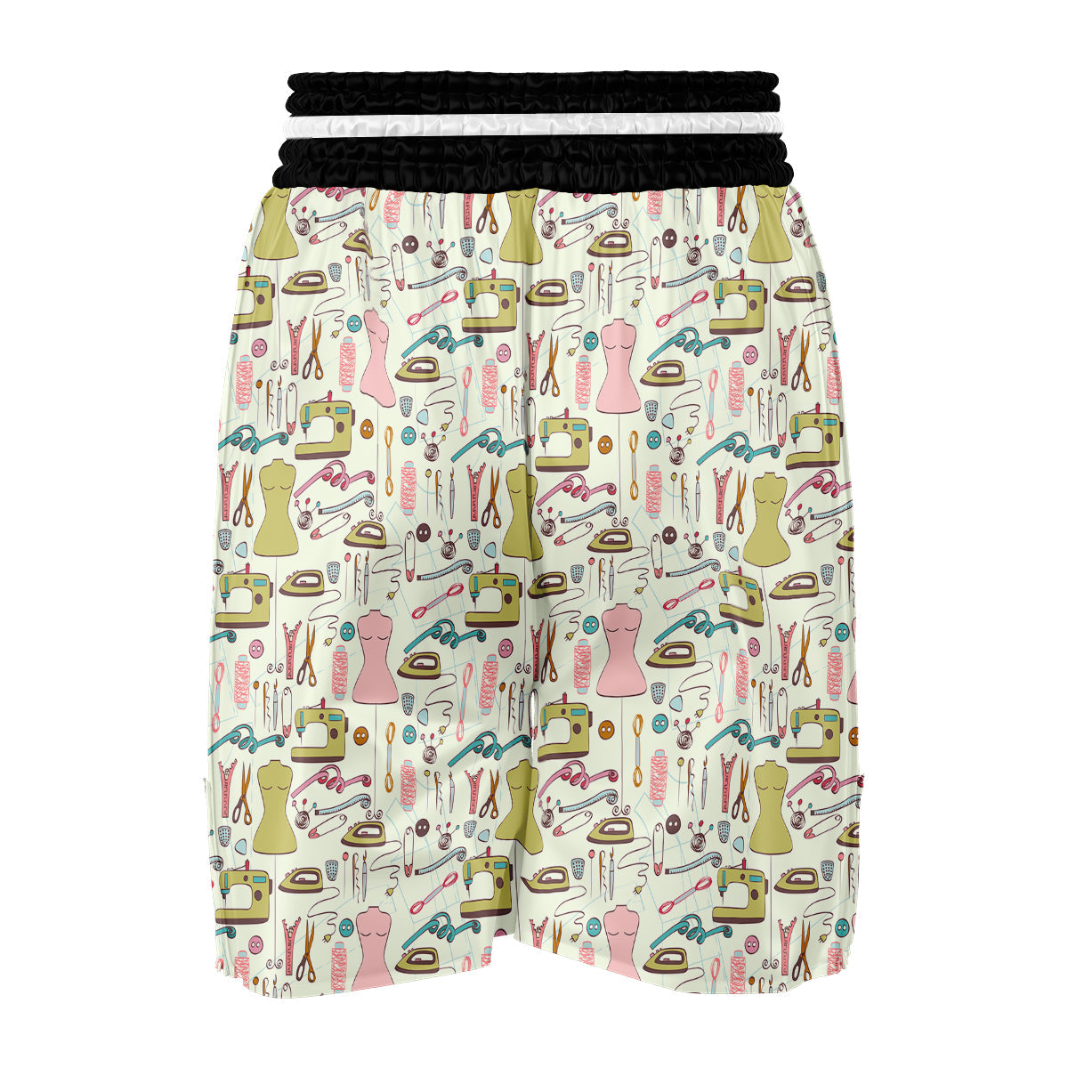 Sewing Print Pattern Boxing Shorts-grizzshop