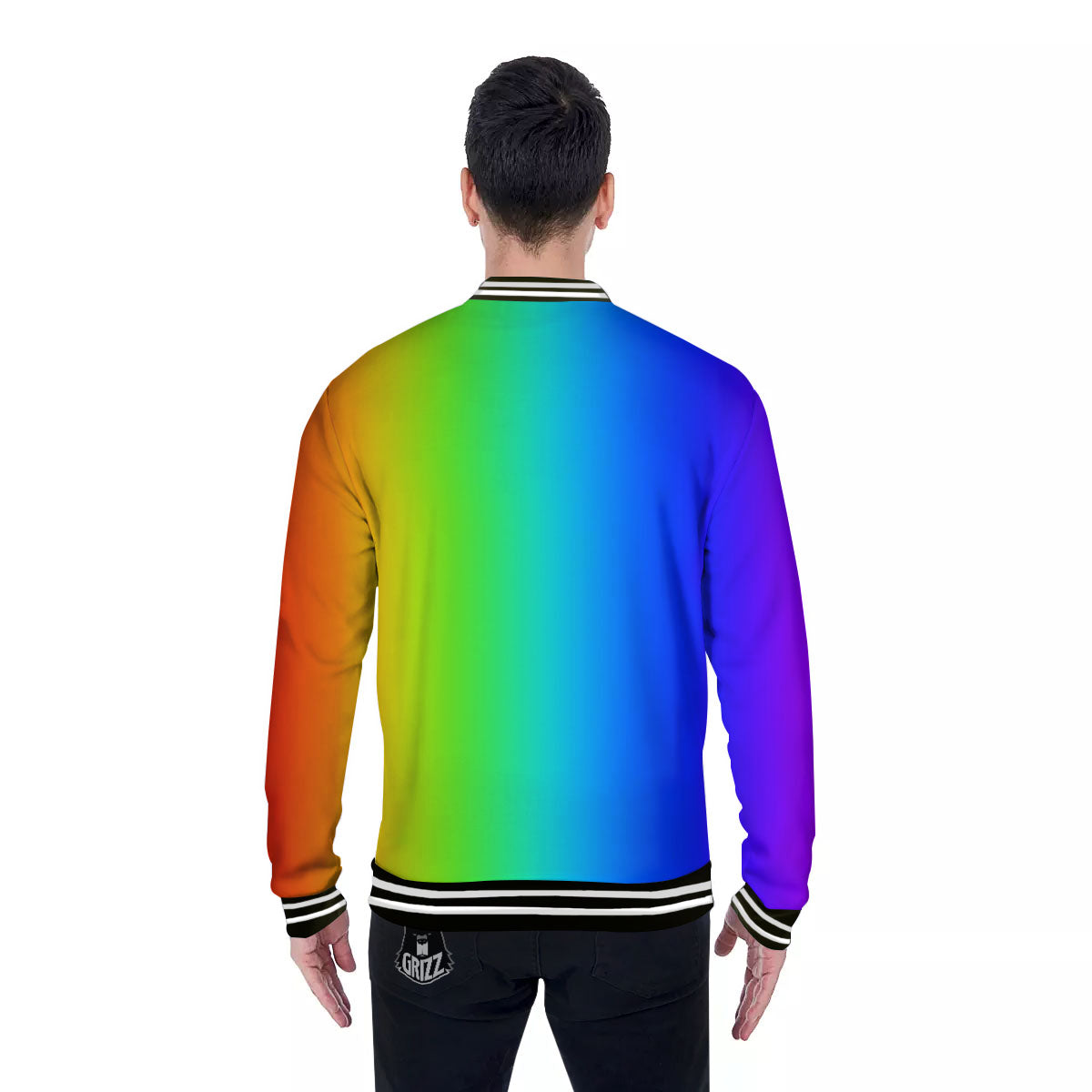 Shades Rainbow Print Pattern Baseball Jacket-grizzshop