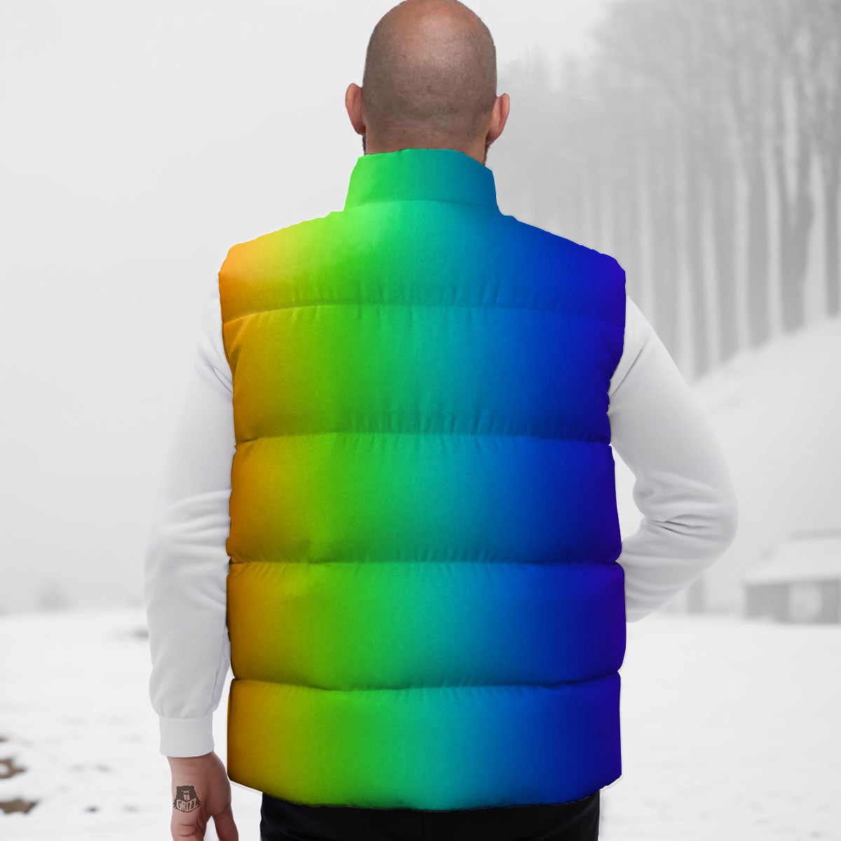 Shades Rainbow Print Pattern Down Vest