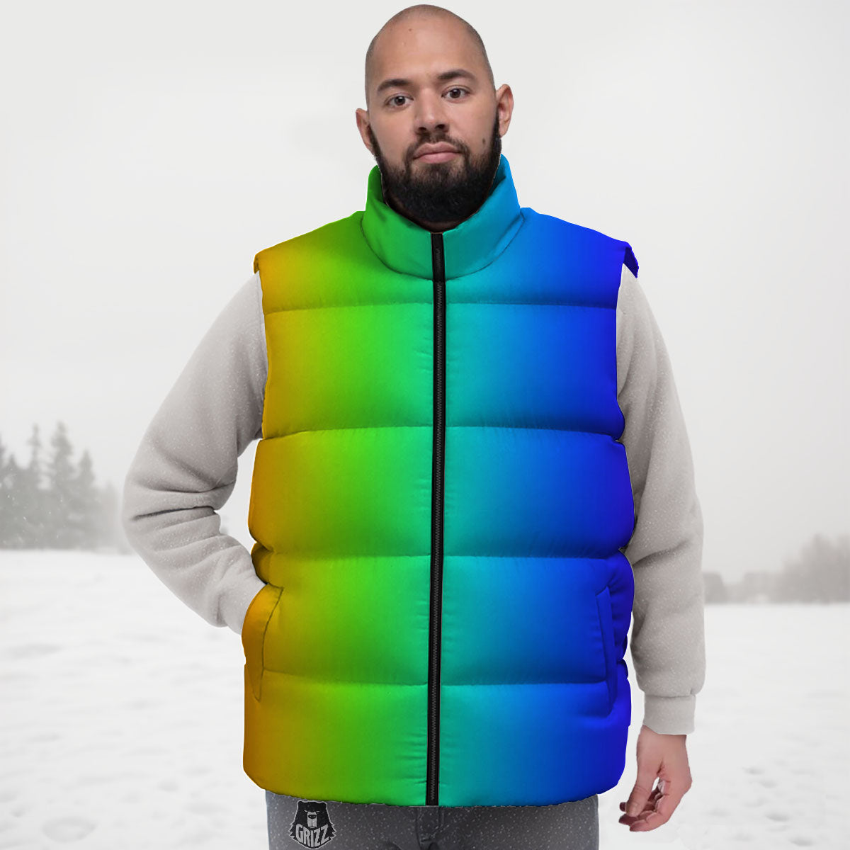 Shades Rainbow Print Pattern Down Vest