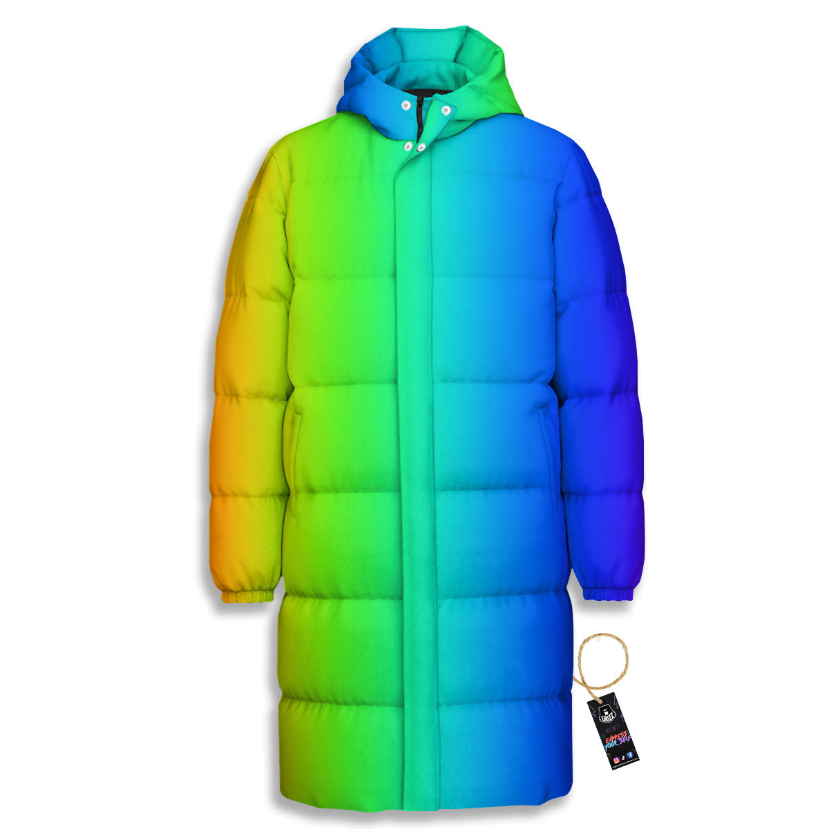 Shades Rainbow Print Pattern Long Down Jacket-grizzshop