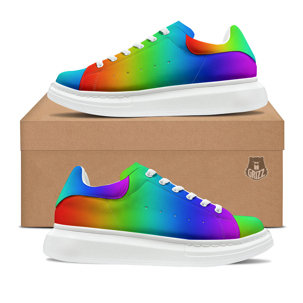 Shades Rainbow Print Pattern Platform Shoes-grizzshop
