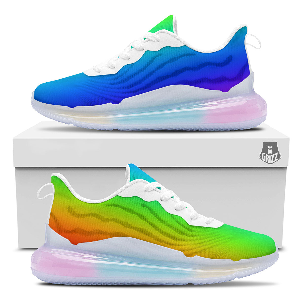 Shades Rainbow Print Pattern Running Sneakers-grizzshop