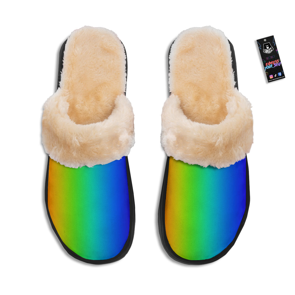 Shades Rainbow Print Pattern Slippers-grizzshop