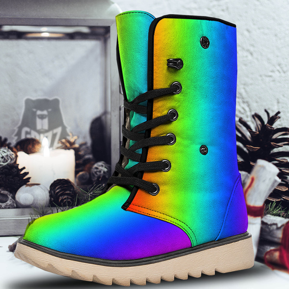Shades Rainbow Print Pattern Snow Boots-grizzshop
