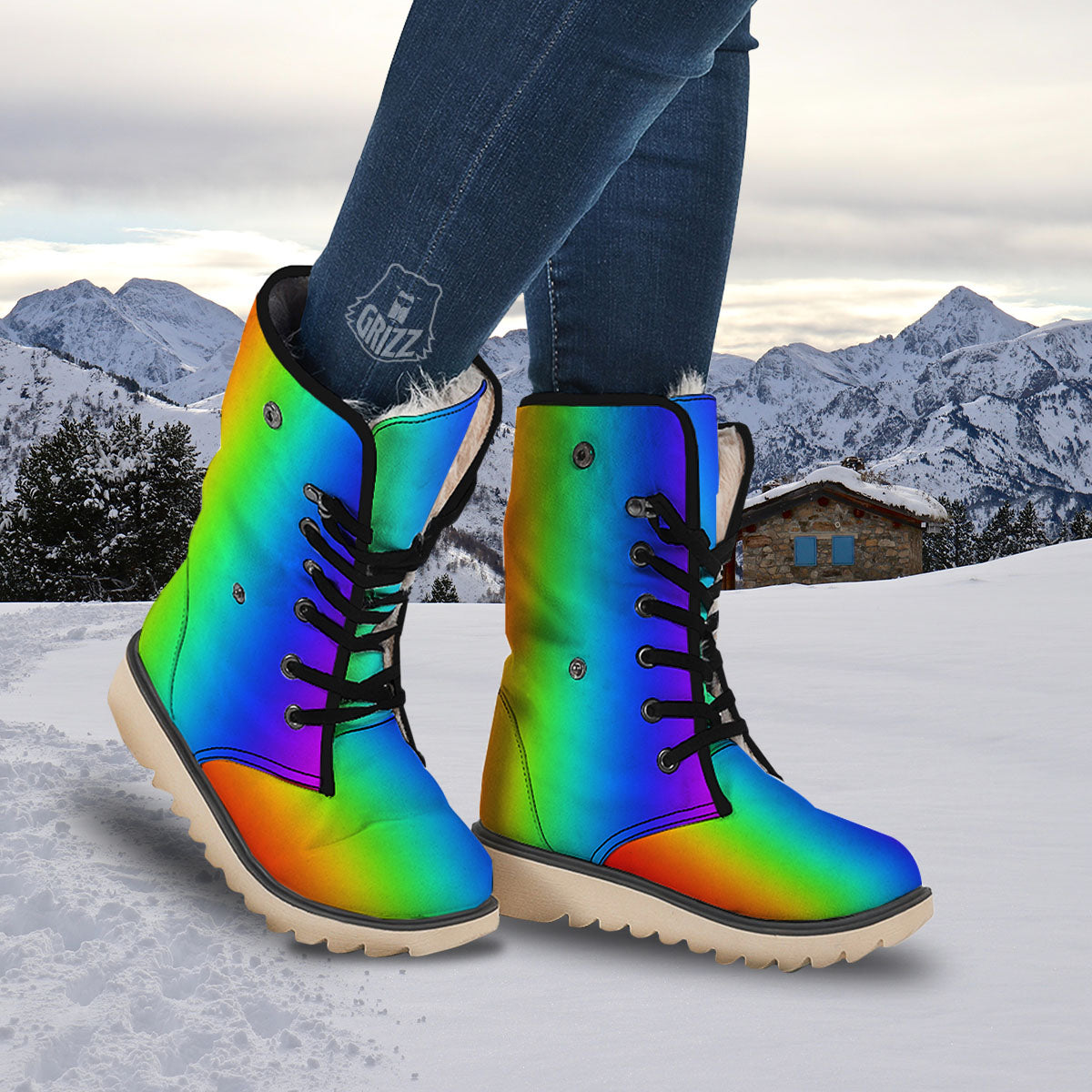 Shades Rainbow Print Pattern Snow Boots-grizzshop