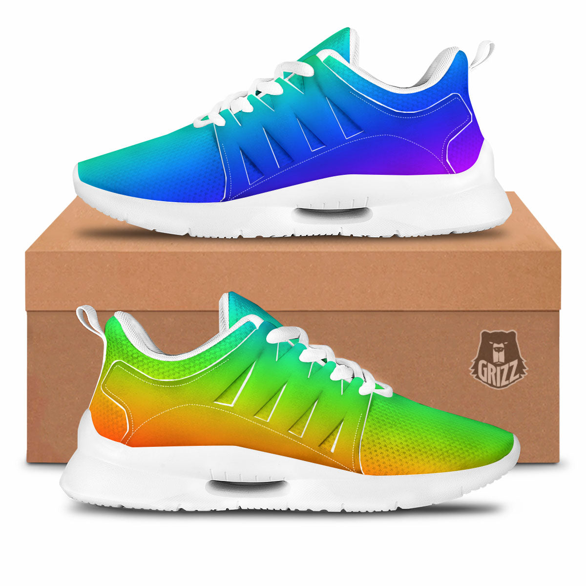 Shades Rainbow Print Pattern Tennis Shoes-grizzshop