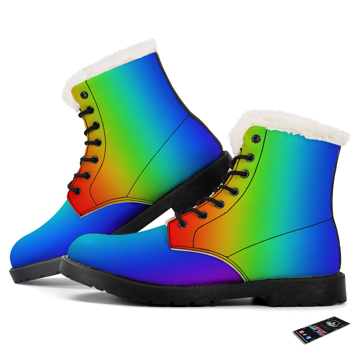 Shades Rainbow Print Pattern Winter Boots-grizzshop