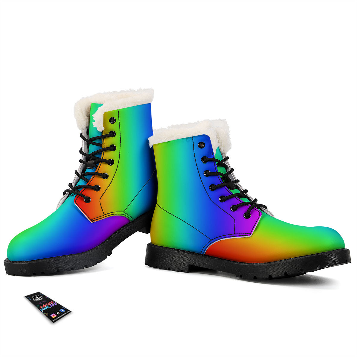 Shades Rainbow Print Pattern Winter Boots-grizzshop
