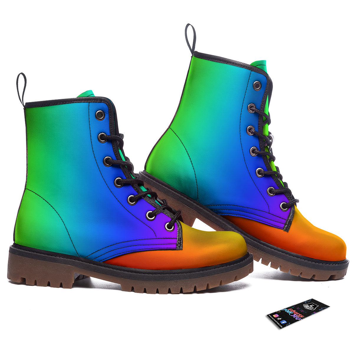 Shades Rainbow Print Pattern Work Boots-grizzshop