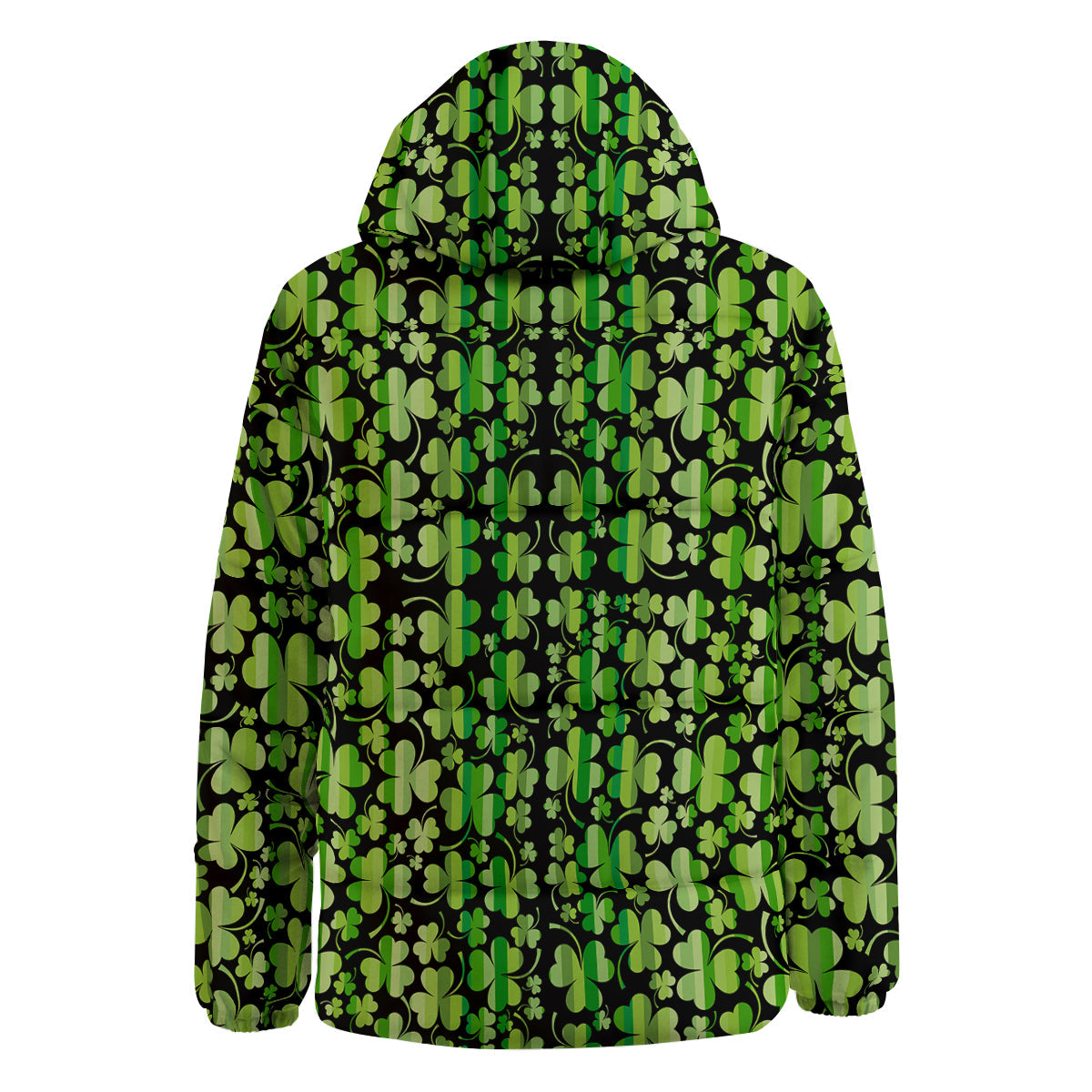 Shamrock Green And Black Print Pattern Down Jacket-grizzshop