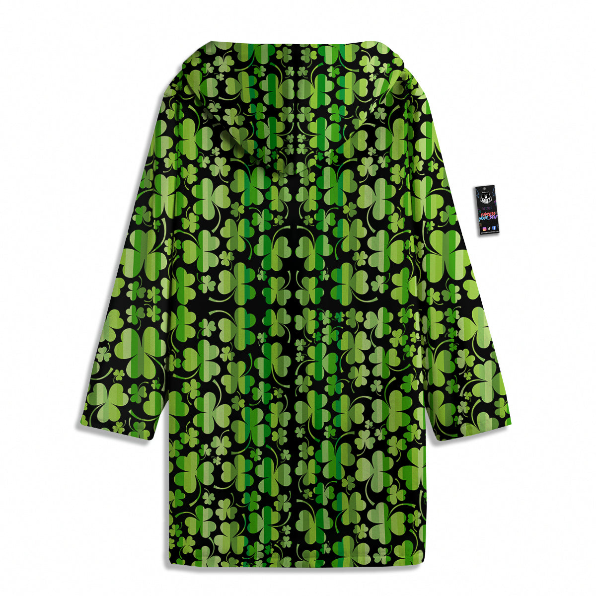Shamrock Green And Black Print Pattern Men's Windbreaker Jacket-grizzshop
