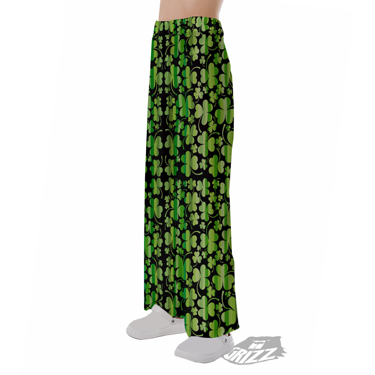 Shamrock Green And Black Print Pattern Pajama Pants-grizzshop