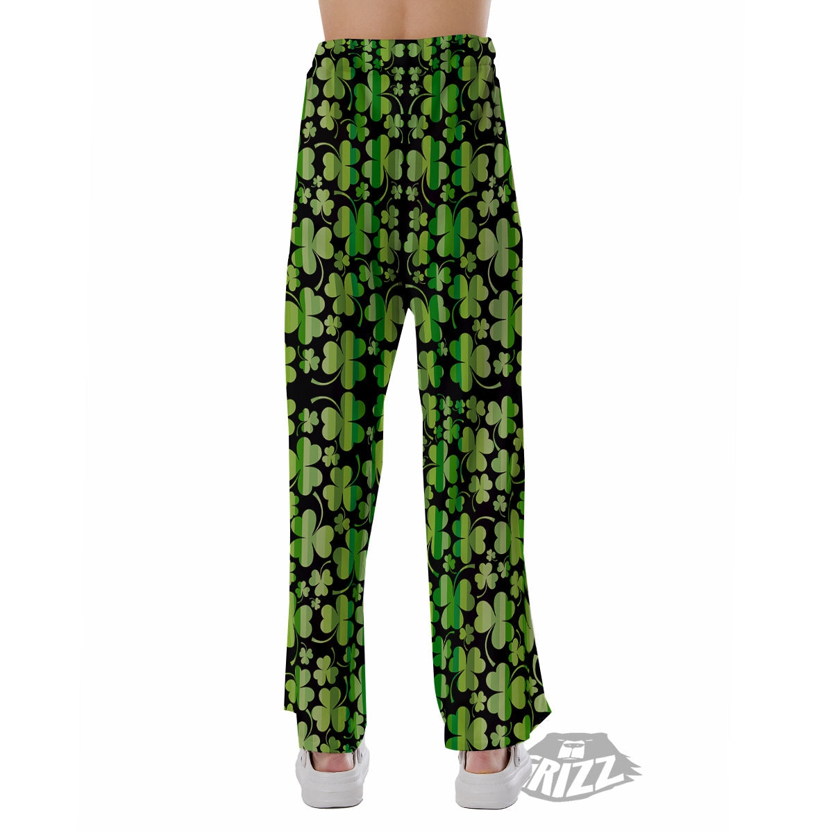 Shamrock Green And Black Print Pattern Pajama Pants-grizzshop