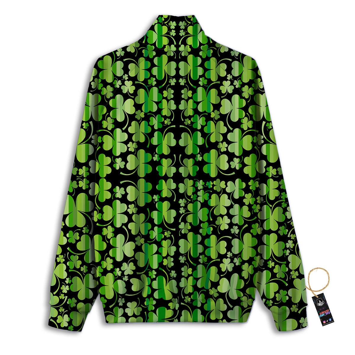 Shamrock Green And Black Print Pattern Track Jacket-grizzshop