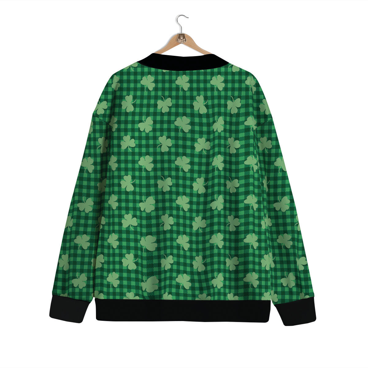 Shamrock Green Plaid Print Pattern Cardigan-grizzshop