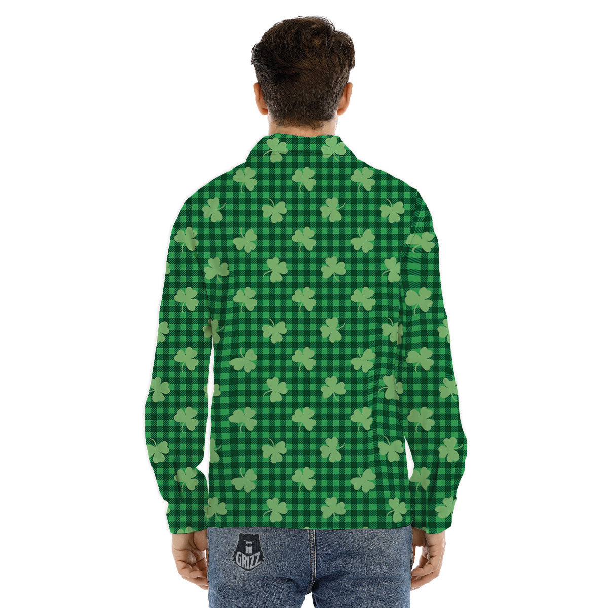 Shamrock Green Plaid Print Pattern Men's Dress Shirts-grizzshop