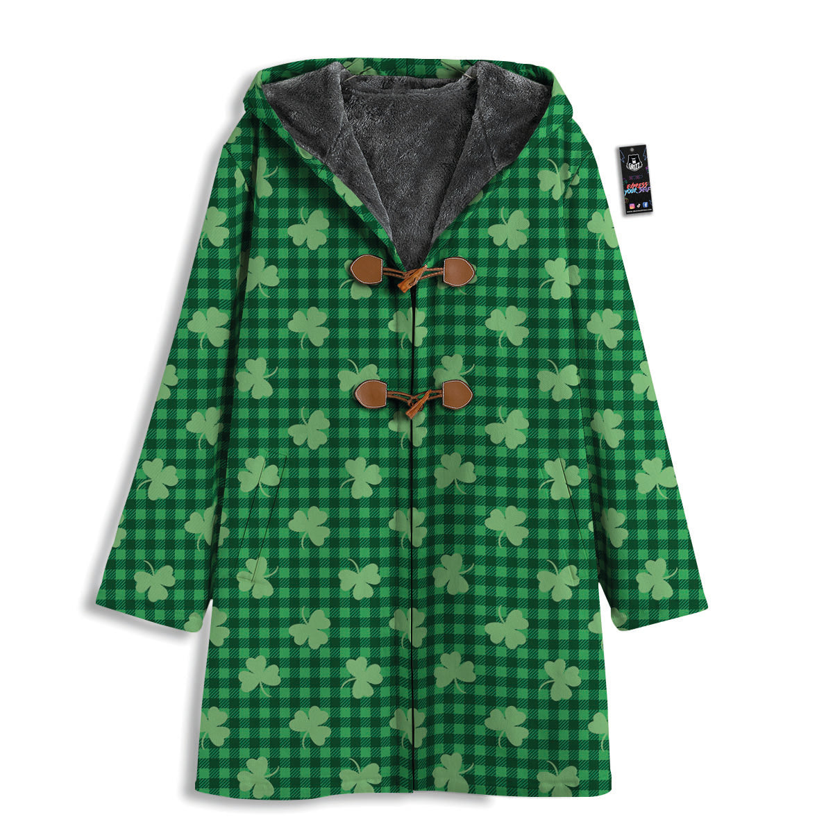Shamrock Green Plaid Print Pattern Men's Windbreaker Jacket-grizzshop