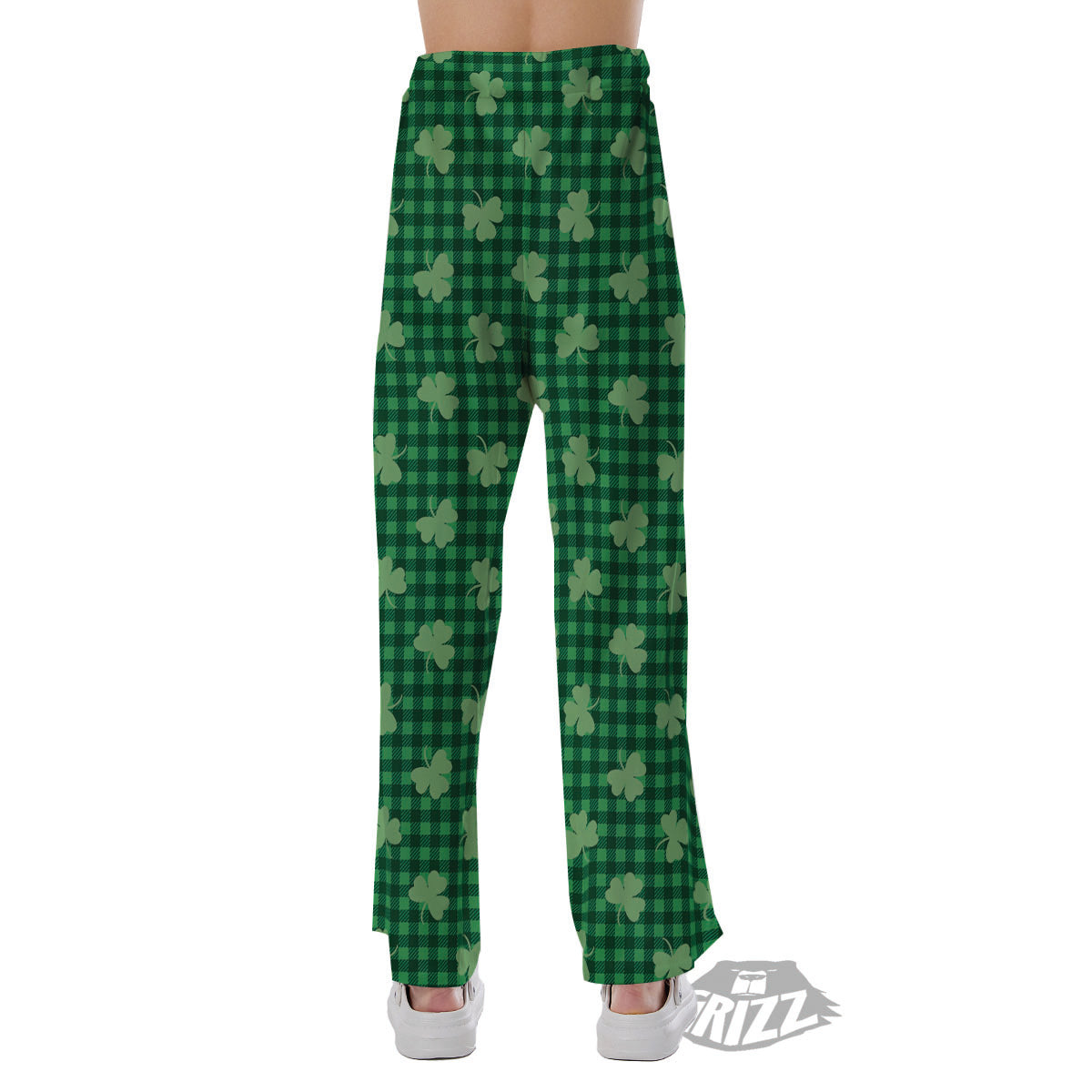 Shamrock Green Plaid Print Pattern Pajama Pants-grizzshop