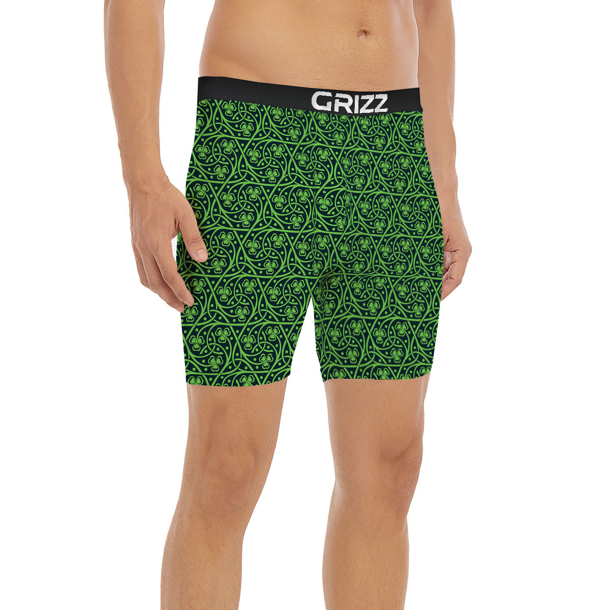 Shamrock Irish Print Pattern Boxer Briefs-grizzshop