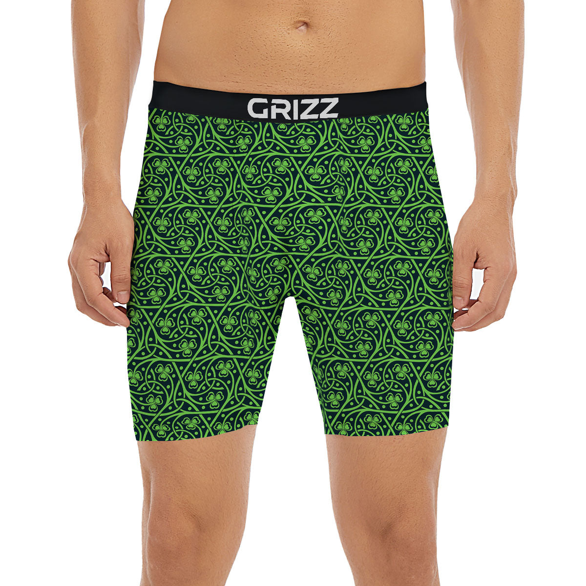 Shamrock Irish Print Pattern Boxer Briefs-grizzshop