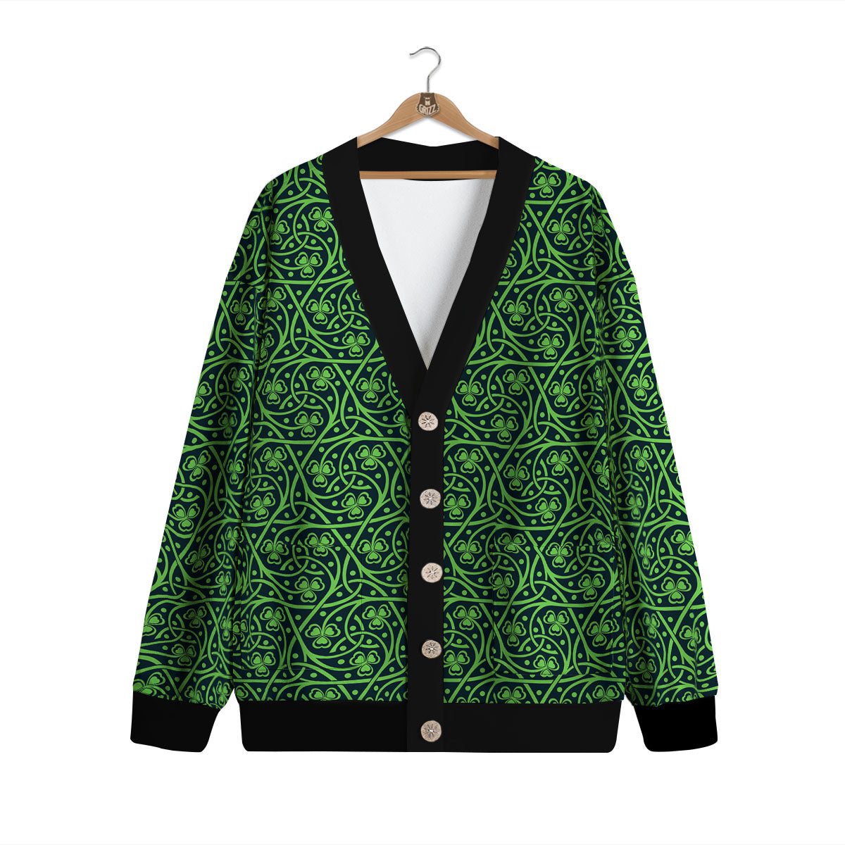 Shamrock Irish Print Pattern Cardigan-grizzshop