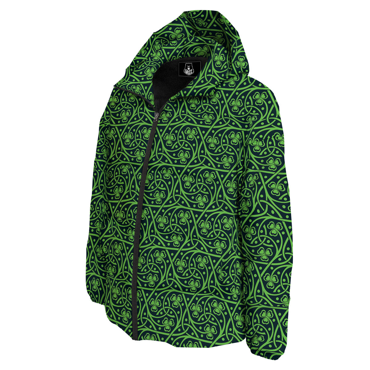 Shamrock Irish Print Pattern Down Jacket-grizzshop