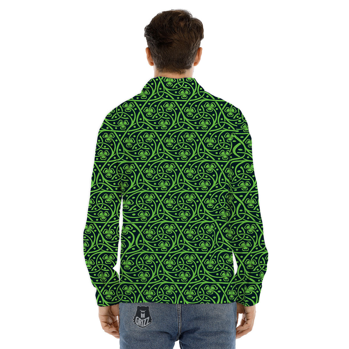 Shamrock Irish Print Pattern Men's Dress Shirts-grizzshop