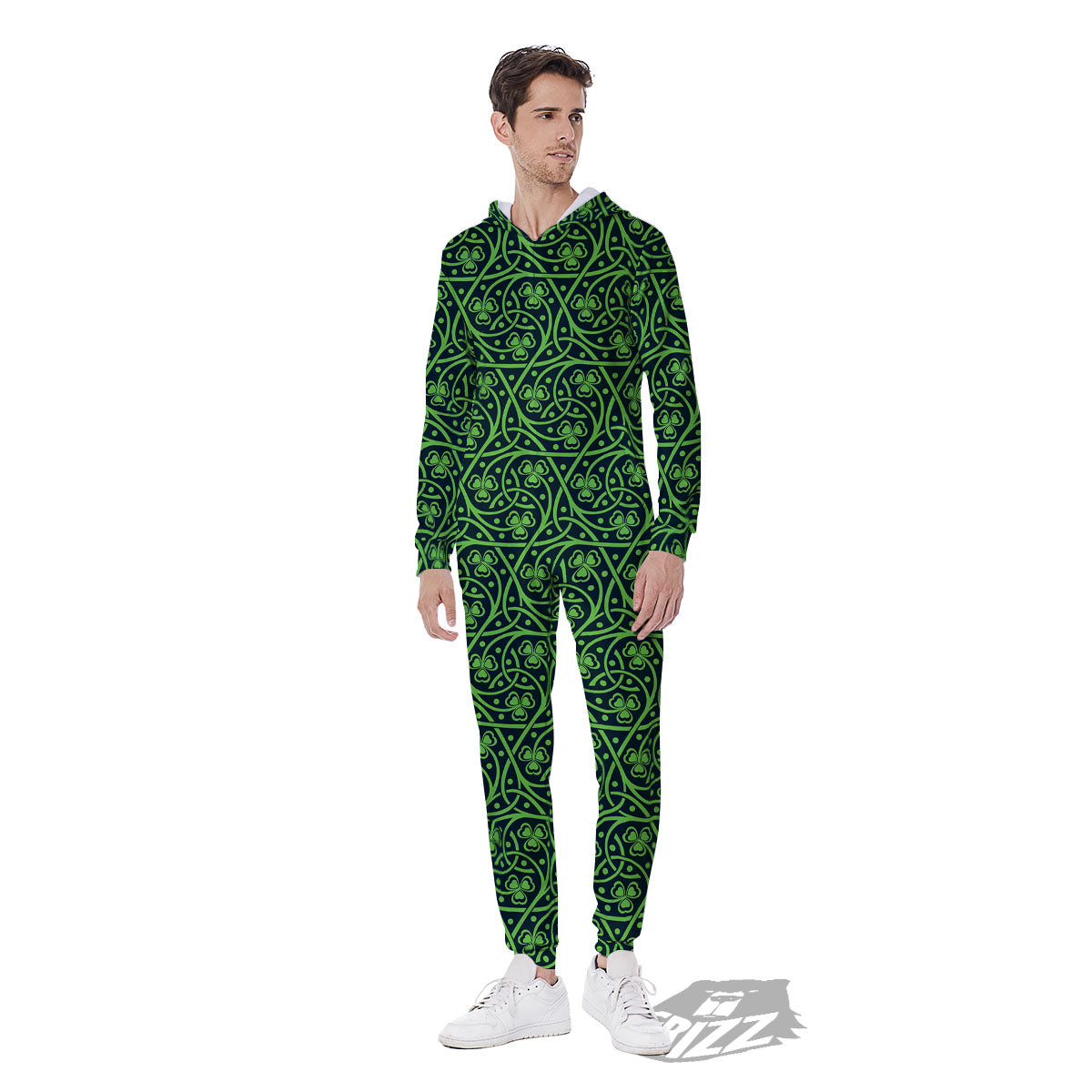 Shamrock Irish Print Pattern Men's Jumpsuit-grizzshop