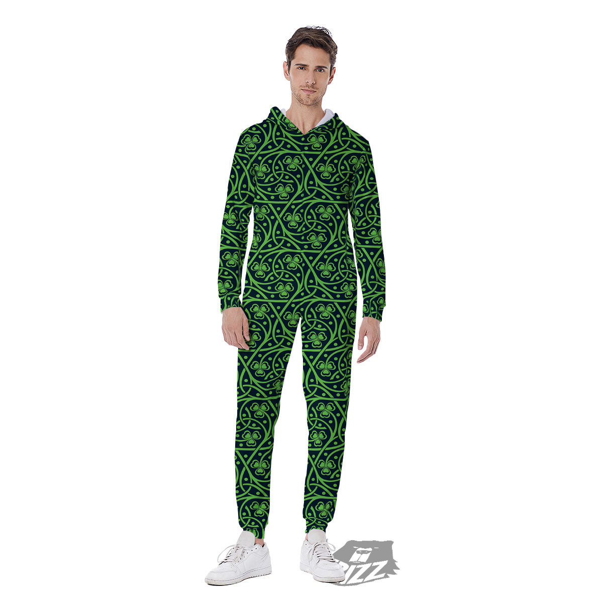 Shamrock Irish Print Pattern Men's Jumpsuit-grizzshop