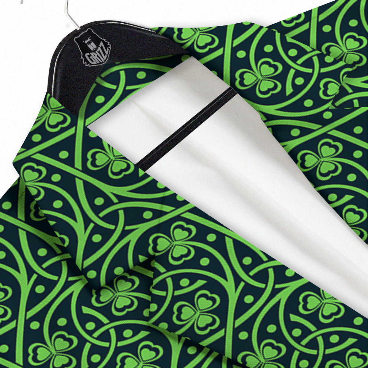 Shamrock Irish Print Pattern Men's Sport Coat-grizzshop